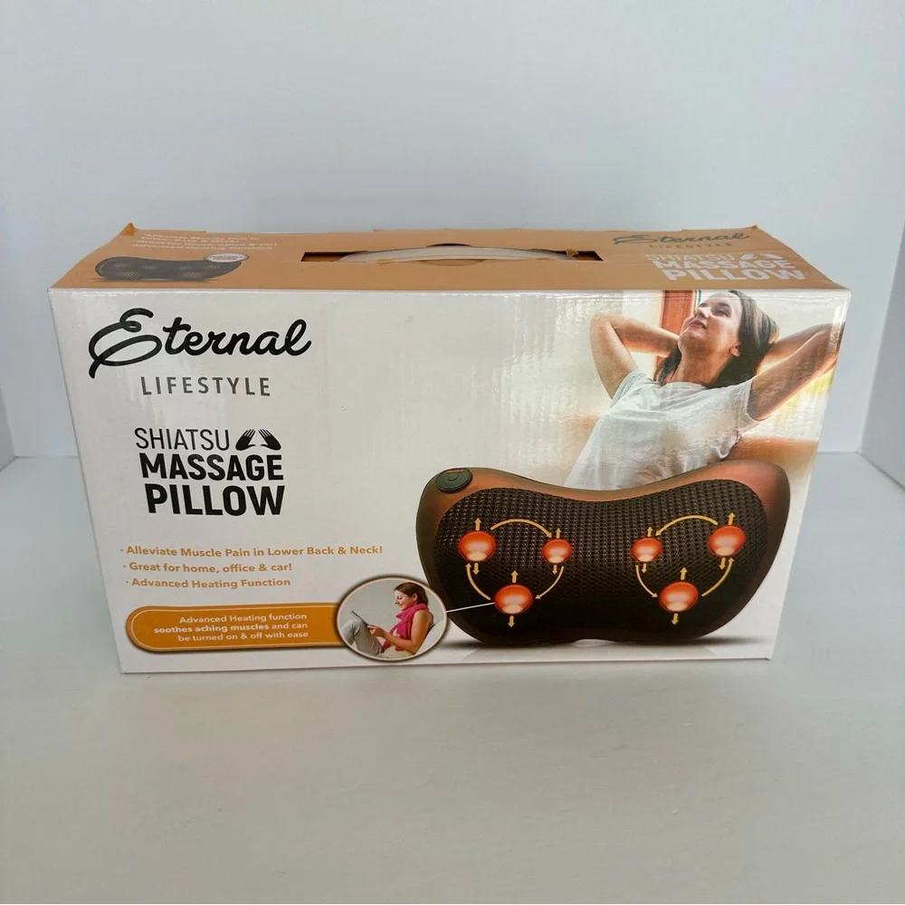 Eternal Lifestyle Shiatsu Massage Pillow Heated Neck Back Massager AC & Car